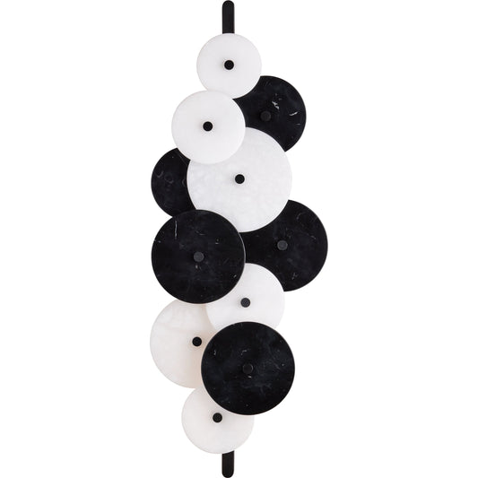 Inyo Wall Sconce by Currey and Company in natural, satin black. Made from alabaster, marble, metal in a modern style.