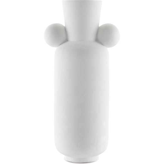 Happy 40 Tall Vase by Currey and Company in textured white. Made from ceramic in a modern style.