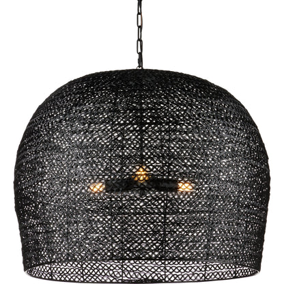 Piero Pendant by Currey and Company in satin black. Made from metal in a cottage & farmhouse style.