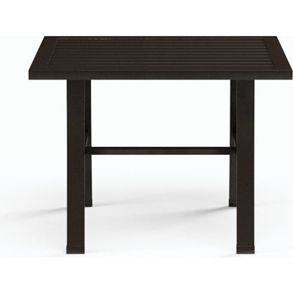 La Outdoor Jolla End Table by Sunset West in espresso. Made from aluminum in a modern style.