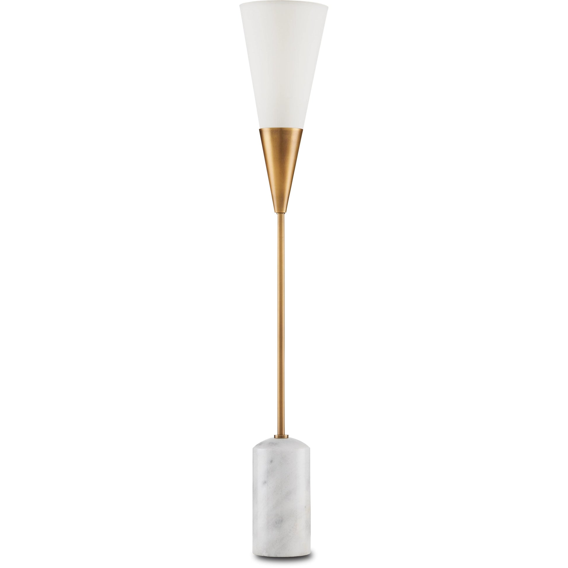 Martini Torchiere Table Lamp by Currey and Company in brushed brass, black. Made from metal, marble in a modern style.