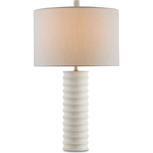 Snowdrop Table Lamp by Currey and Company. Made from sand stone in a modern style.