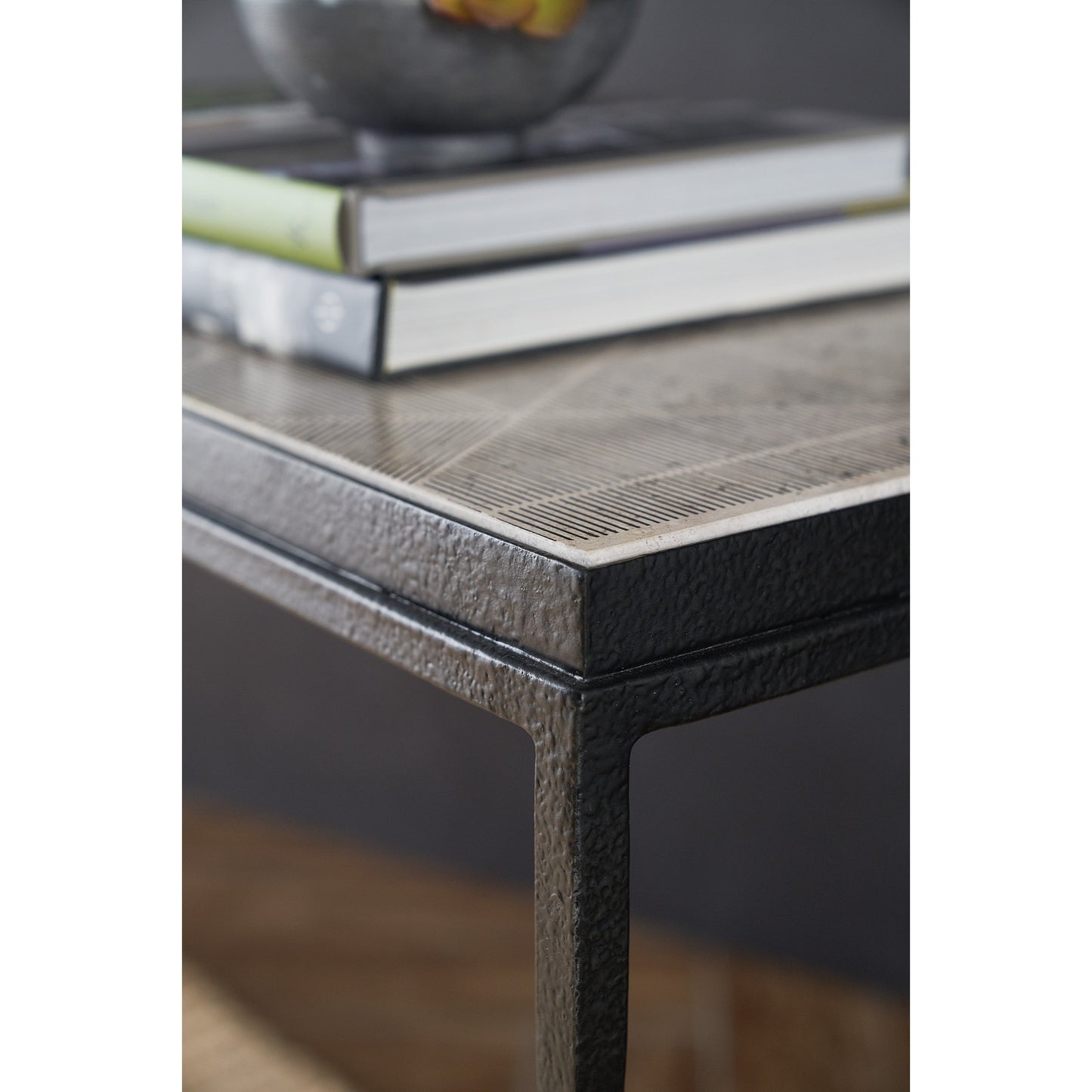 003 SI-1873101 | Additional Silo | Commerce & Market Metal-Wood Console Table by Hooker Furniture in black. Made from white travertine stone, carbon steel in a transitional style.