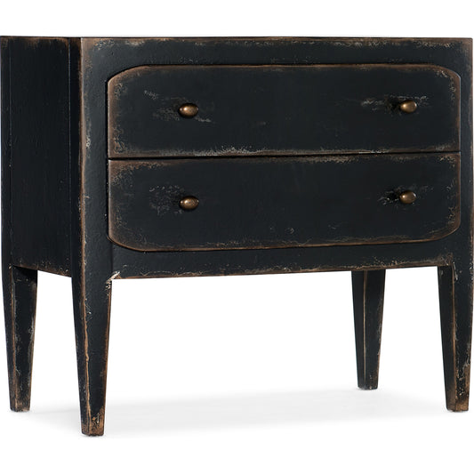 Ciao Bella Nightstand by Hooker Furniture. Made from maple veneer, cedar, felt panel, solid-wood edge top in a traditional style.