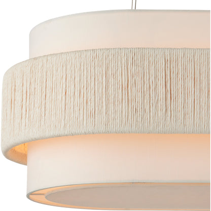 Monreale Oval Chandelier by Currey and Company in white, sugar white. Made from kraft paper twine, wrought iron in a coastal style.