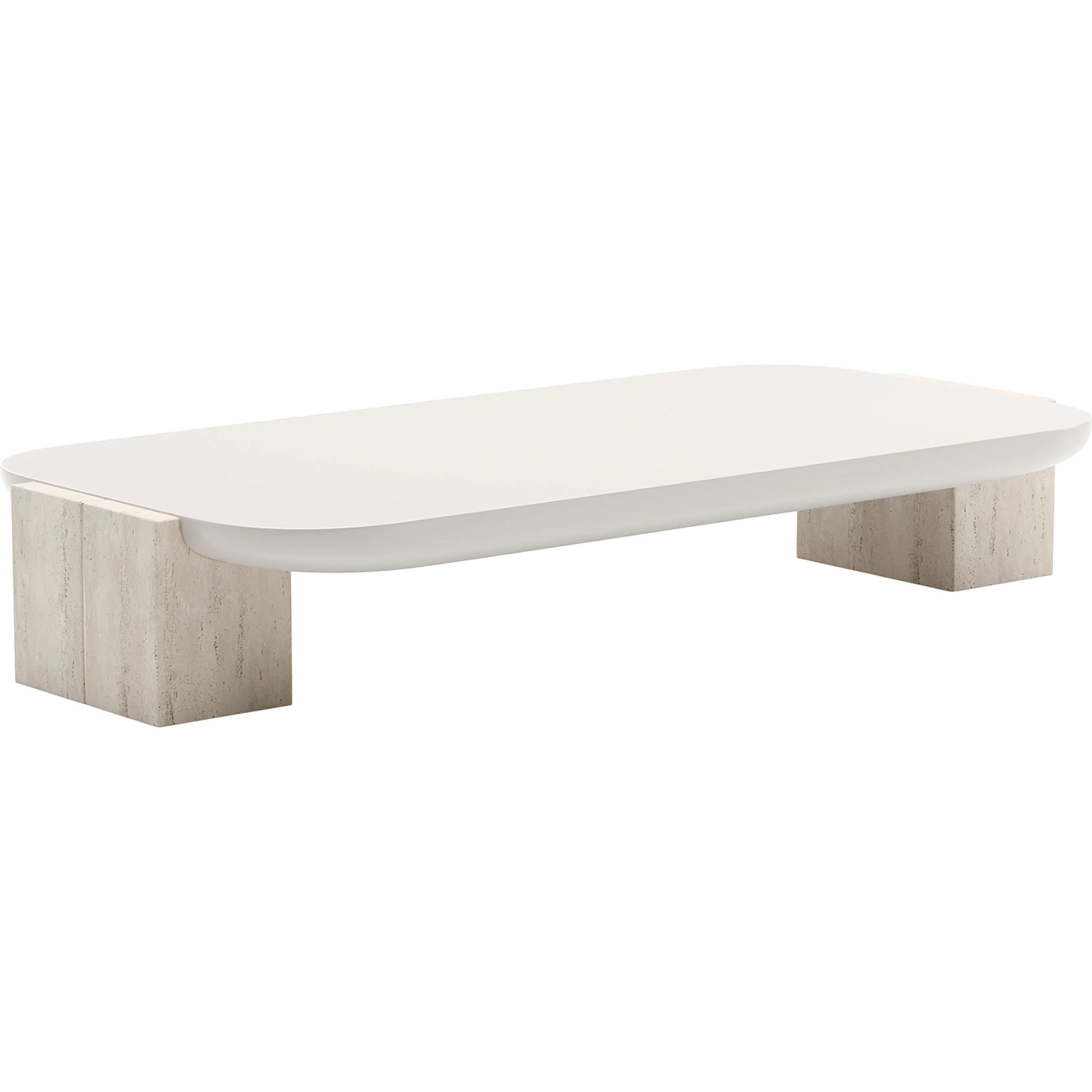 Overlap Rectangle Cocktail Table by Caracole. Made from stone in a transitional style.