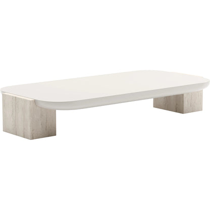 Overlap Rectangle Cocktail Table by Caracole. Made from stone in a transitional style.