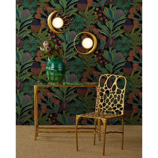 Tona Wall Sconce by Currey and Company in gold leaf, white. Made from metal, marble in a unique style.