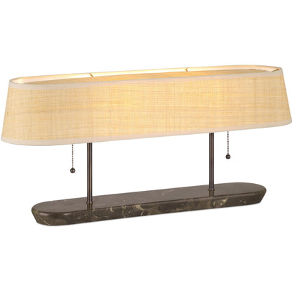 Museum Desk Lamp by Currey and Company in dark bronze, brown. Made from marble, metal in a modern style.