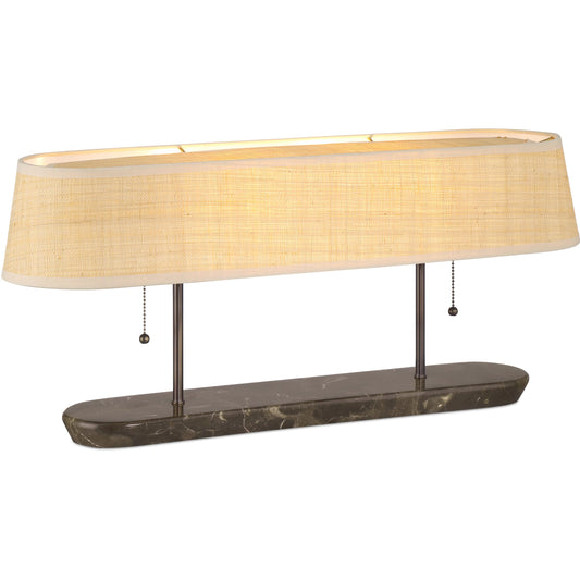 Museum Desk Lamp by Currey and Company in dark bronze, brown. Made from marble, metal in a unique style.