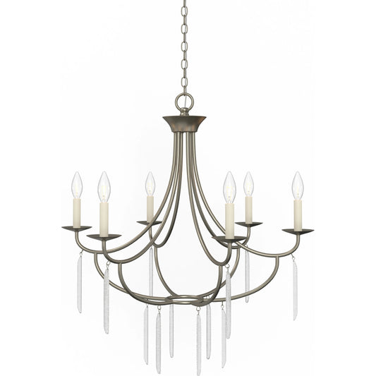 Ella 6-Light Classic Candle Chandelier by Lumanity in silver. Made from iron, glass in a modern style.