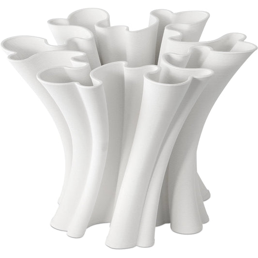 Godet Twist Vase by Currey and Company in white. Made from porcelain in a unique style.