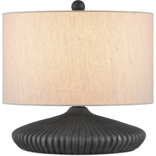 Mythmaker Table Lamp by Currey and Company in black granite, satin black. Made from terracotta, wrought iron in a modern style.