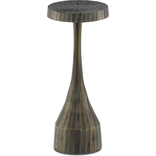 Luca Drinks Table by Currey and Company in vintage brass. Made from cast aluminum in a eclectic & global style.