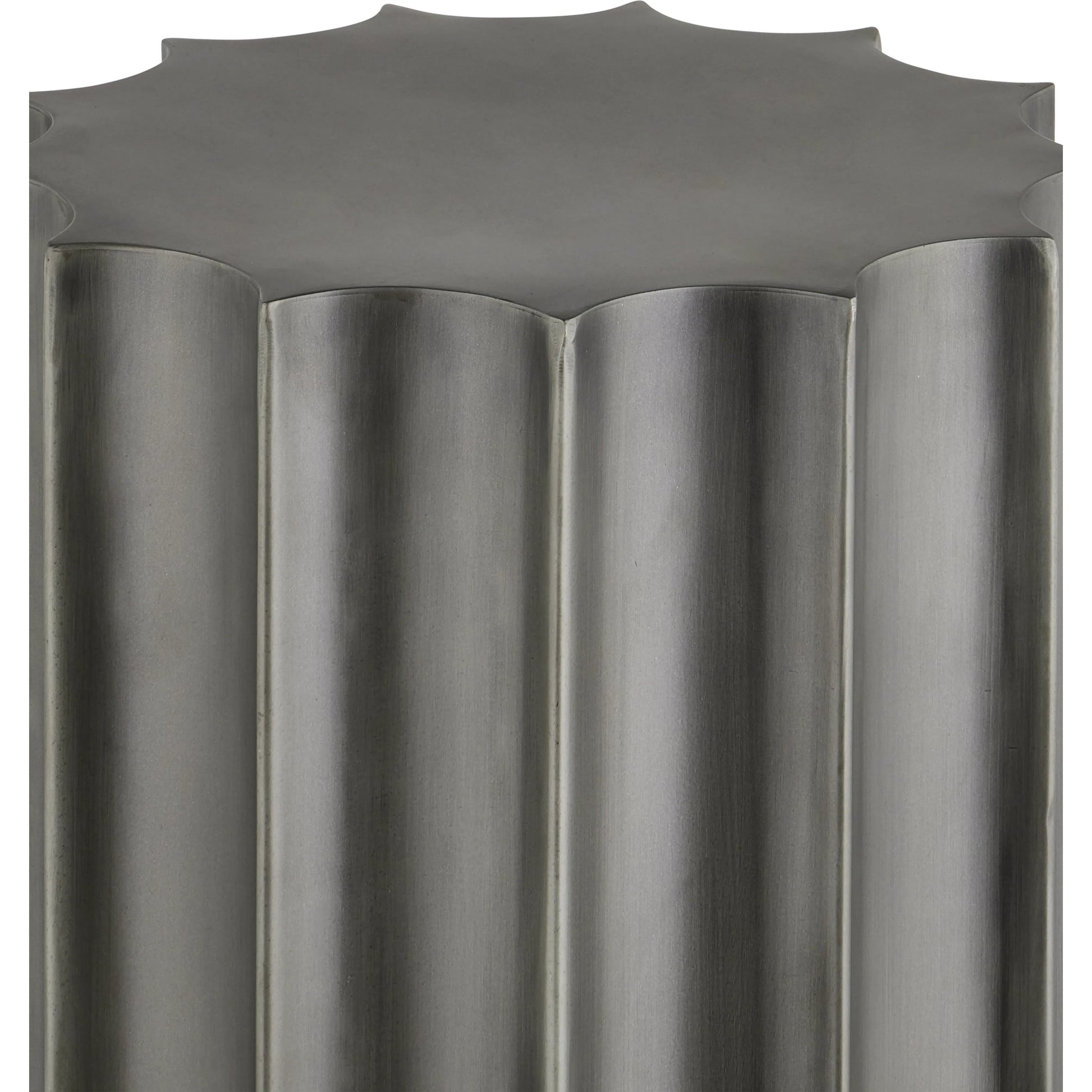 Kanti Accent Table by Currey and Company in graphite. Made from iron in a modern style.