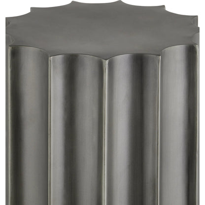 Kanti Accent Table by Currey and Company in graphite. Made from iron in a modern style.