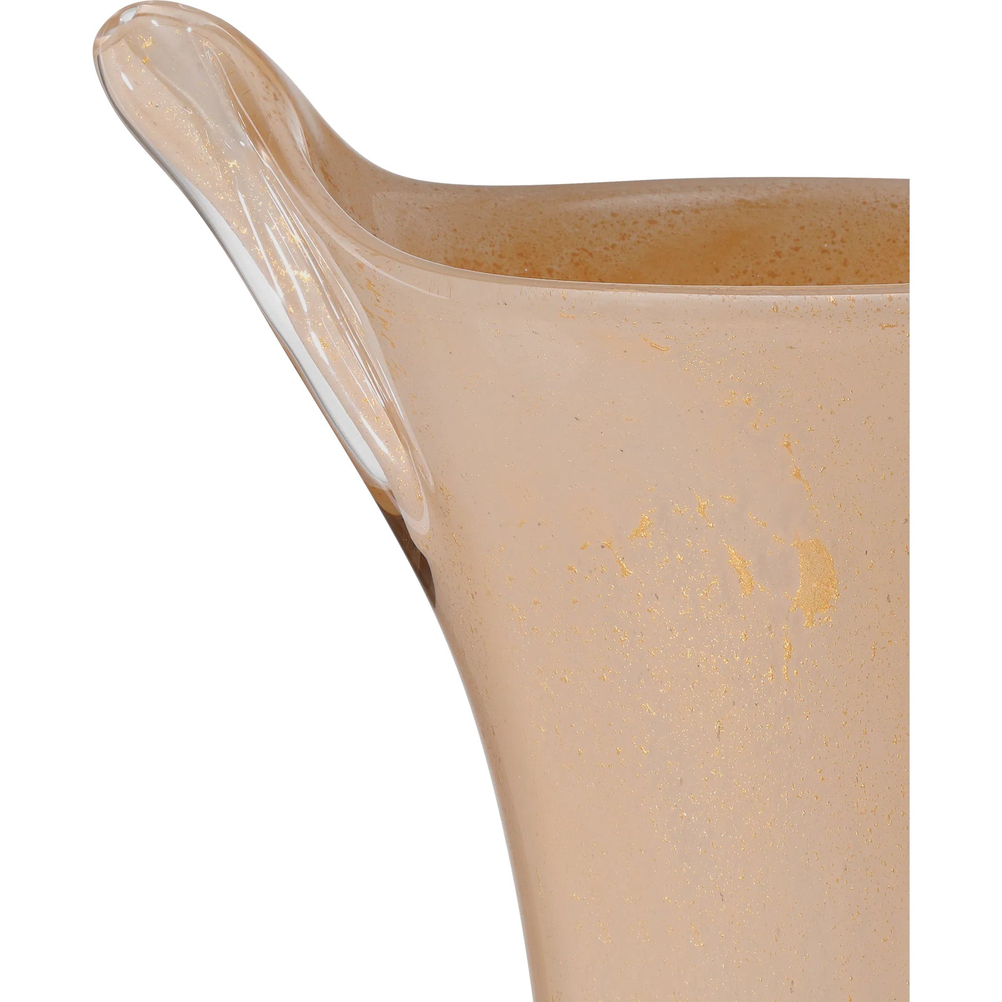 Tamara Tall Vase by Currey and Company in soft peach, gold. Made from glass, gold powder in a modern style.
