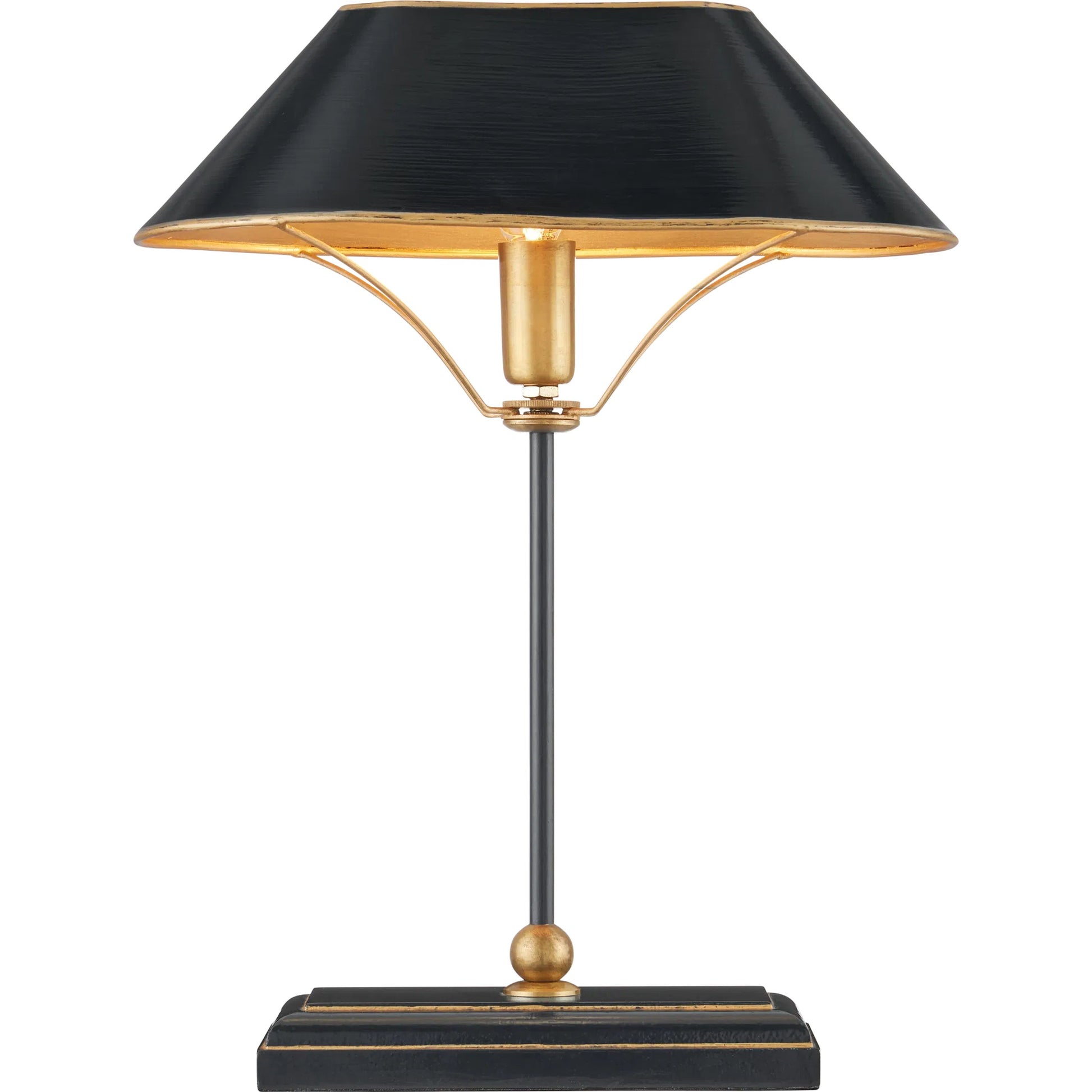 Daphne Table Lamp by Currey and Company. Made from iron, brass, engineered wood in a modern style.