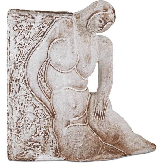 Paramour Vase by Currey and Company in pale brown. Made from porcelain in a unique style.