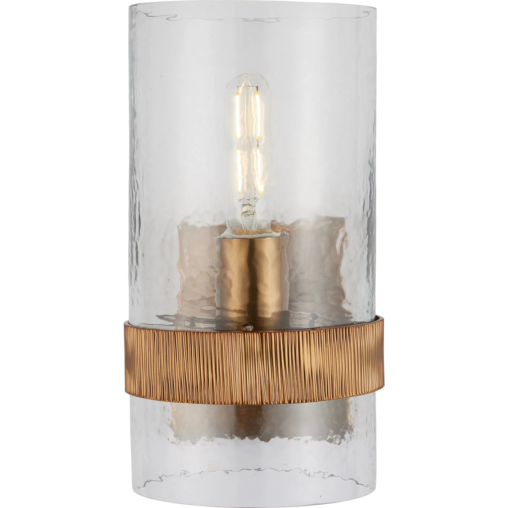 Sudeley Wall Sconce by Currey and Company in clear, satin brass. Made from glass, metal in a transitional style.