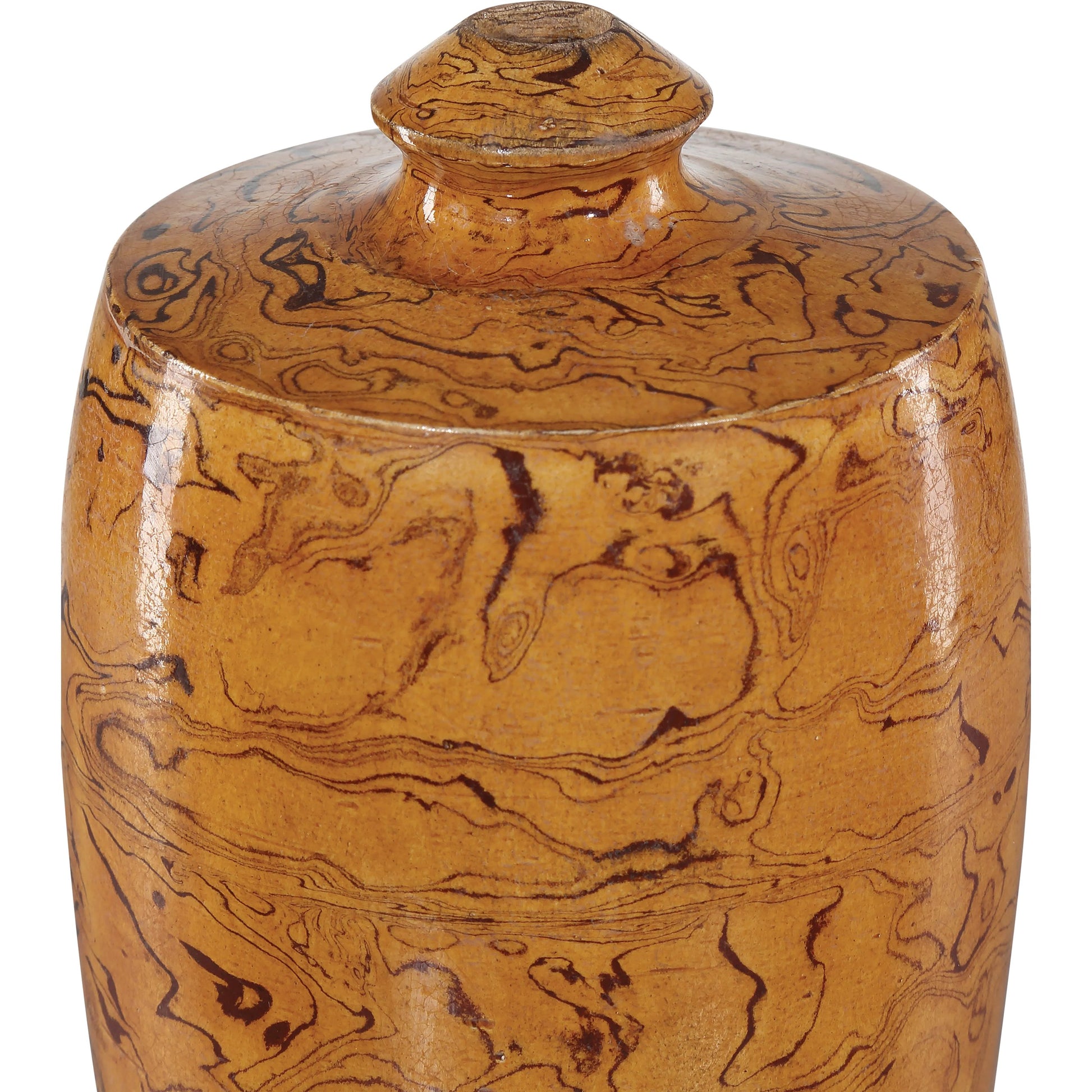Romulus Vase Set by Currey and Company in yellow, brown. Made from porcelain in a modern style.