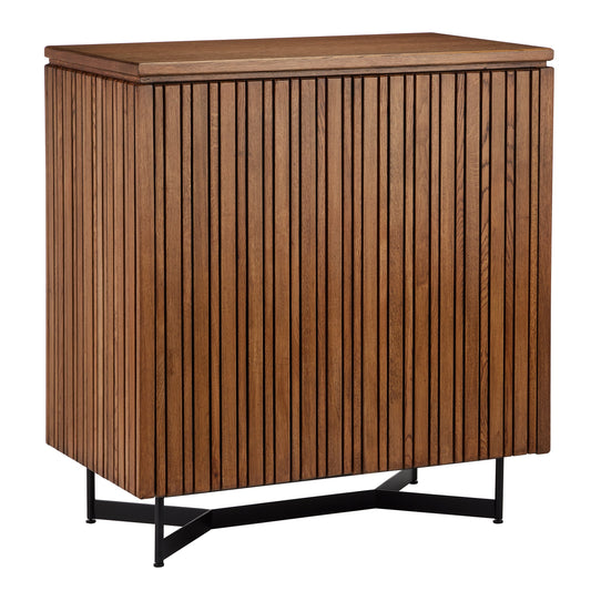 Indeo Cabinet by Currey and Company. Made from white oak solids, veneers, iron in a modern style.