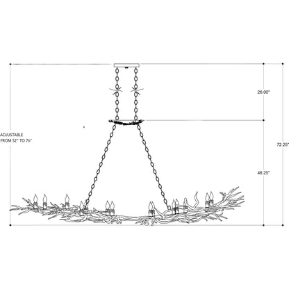 Rainforest Chandelier by Currey and Company in rustic bronze. Made from unique in a rustic style.