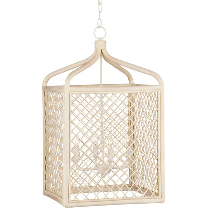 Wanstead Lantern by Currey and Company in bleached natural, vanilla. Made from rattan, wicker, wrought iron in a cottage & farmhouse style.