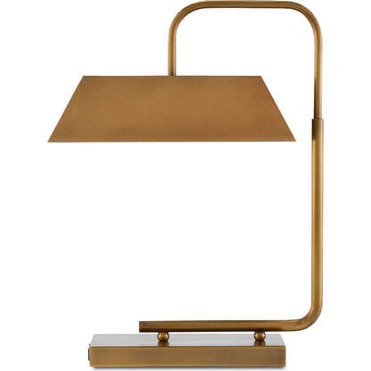 Hoxton Table Lamp by Currey and Company in light antique brass. Made from metal in a modern style.