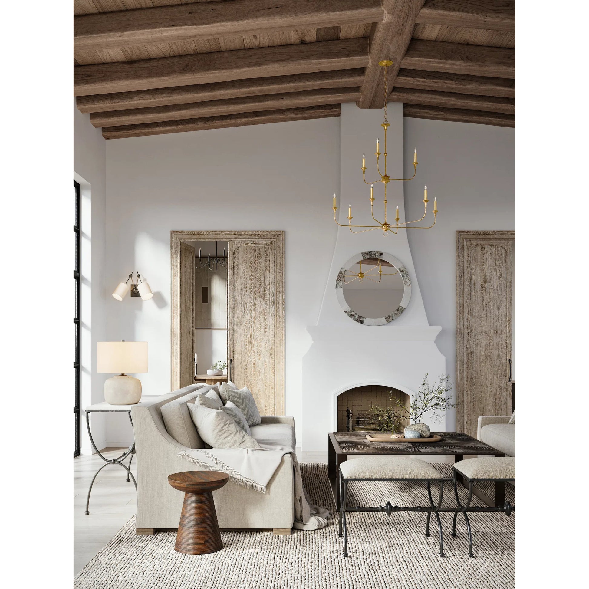 Nottaway Two-Tier Chandelier by Currey and Company. Made from wrought iron in a traditional style.