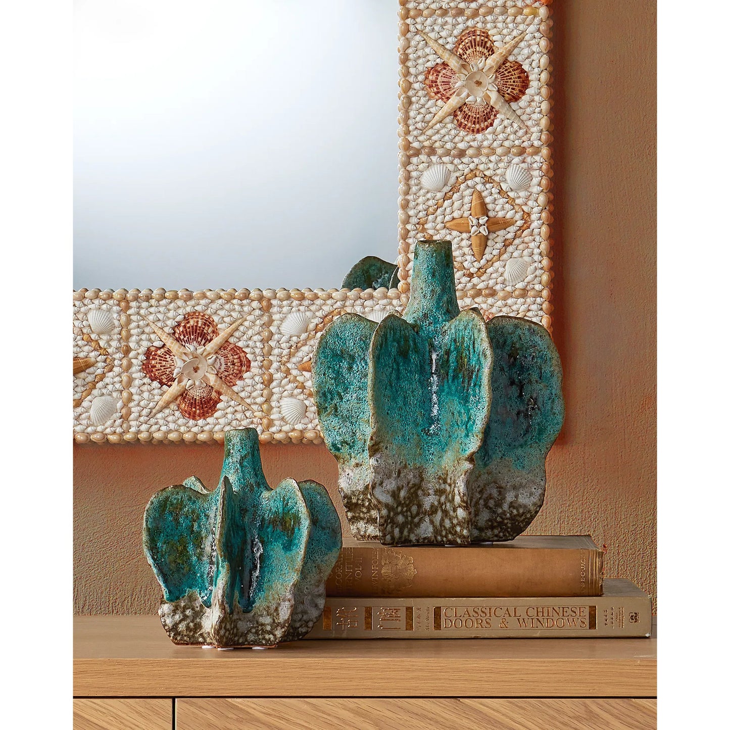 008 SI-2387059 | Lifestyle | Junonia Mirror by Currey and Company in natural. Made from shell, wood, glass in a eclectic & global style.