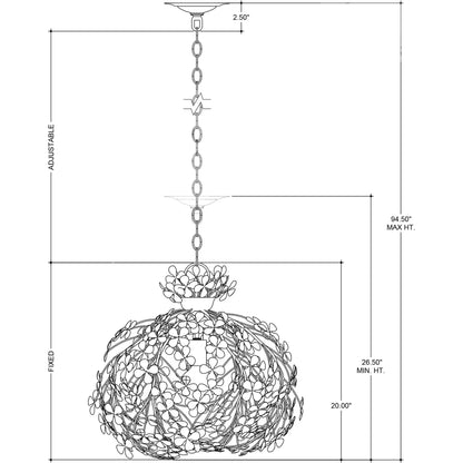 Cloverfield Pendant by Currey and Company in contemporary gold leaf. Made from wrought iron in a modern style.
