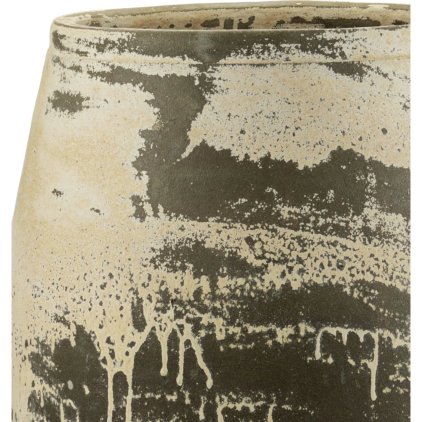 011 SI-1924182 | Closeup | Sicilia Antique White Planter by Currey and Company in greenish white. Made from terracotta in a modern style.