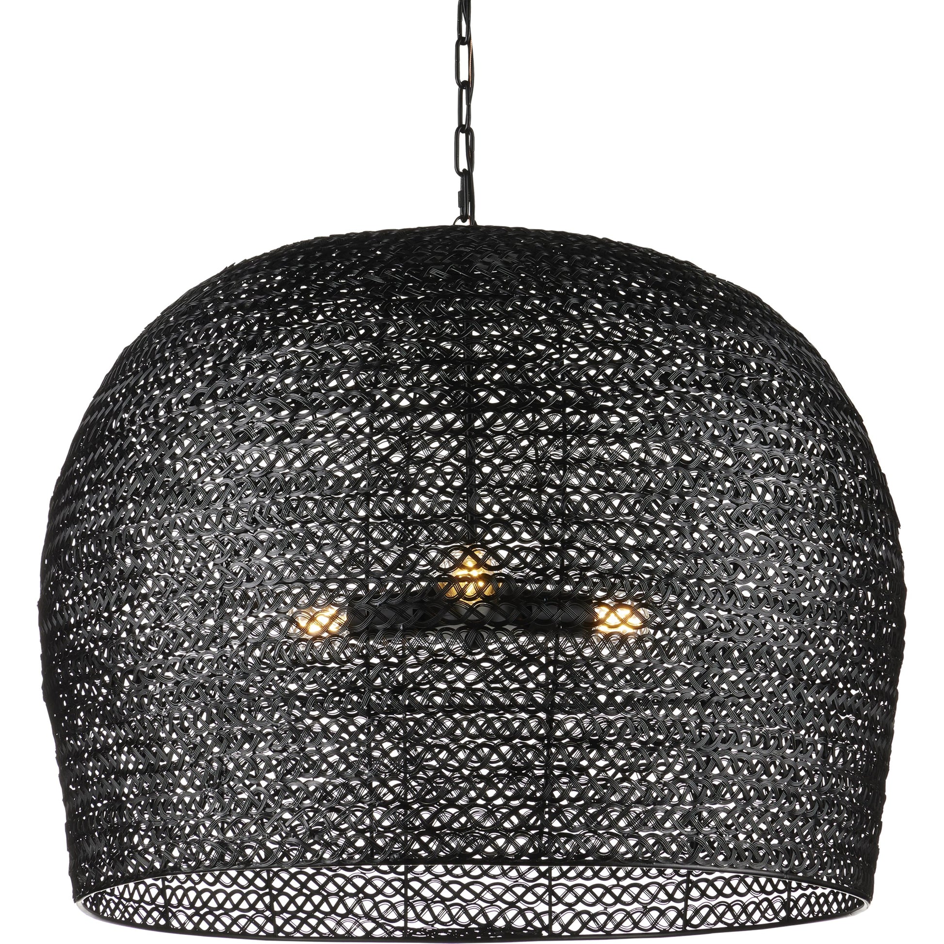 Piero Pendant by Currey and Company in satin black. Made from metal in a cottage & farmhouse style.