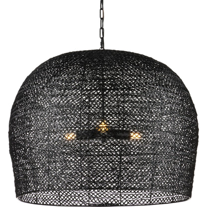 Piero Pendant by Currey and Company in satin black. Made from metal in a cottage & farmhouse style.