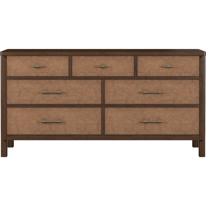 Verge Woven Dresser by A.R.T. Furniture in handcrated walnut. Made from poplar solids, flat cut walnut veneers in a traditional style.
