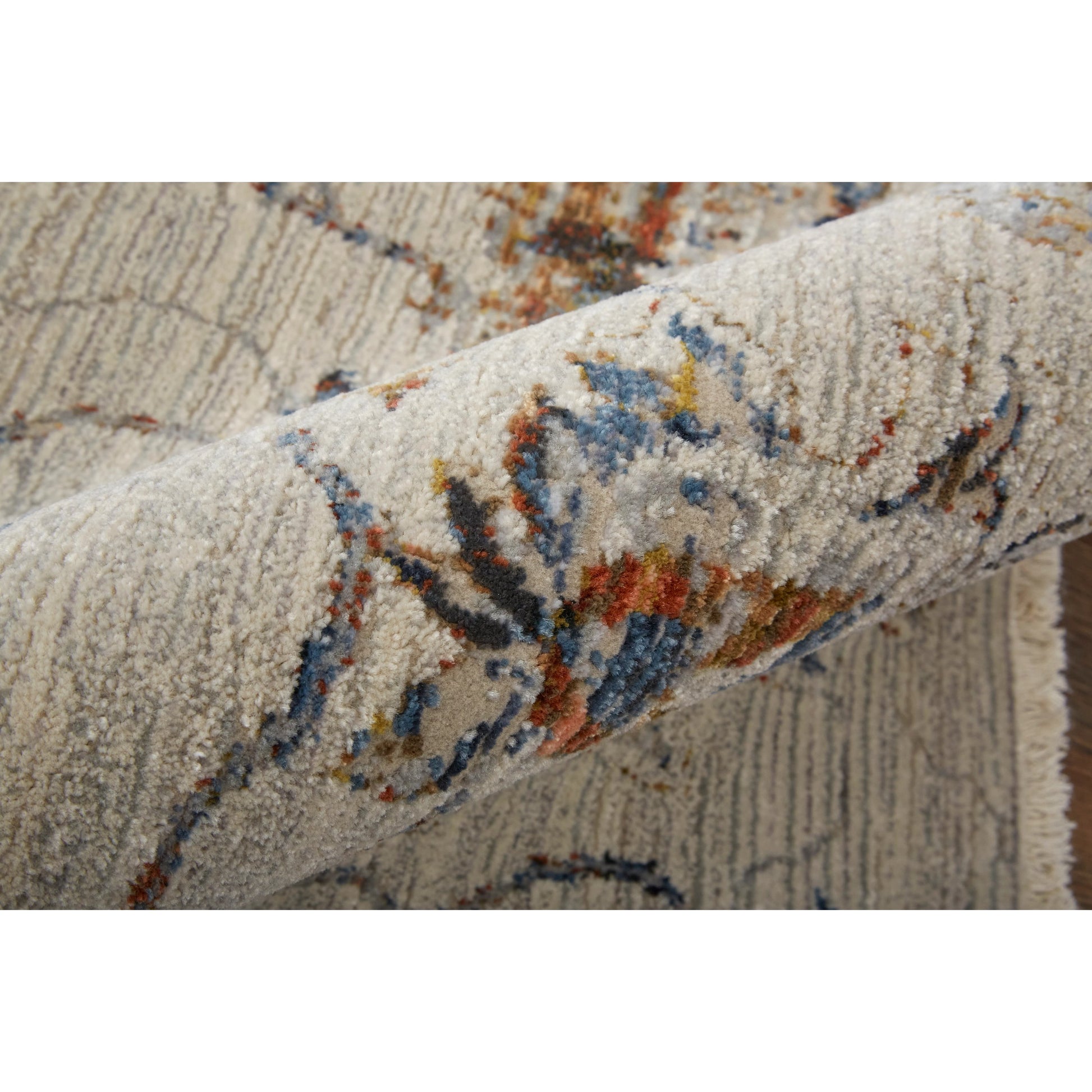 Kaia Transitional & Botanical Rug - 39GPF by Feizy in ivory, orange, blue. Made from unique in a unique style.