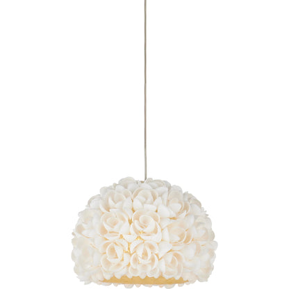 Virtu 1-Light Round Multi-Drop Pendant by Currey and Company in natural, silver. Made from clamrose shell, metal, composite in a modern style.