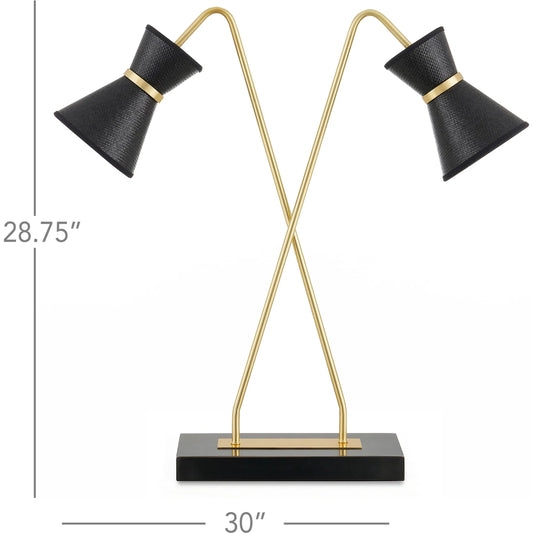 Avignon Desk Lamp by Currey and Company in polished brass, oil rubbed bronze, black. Made from metal, paper in a modern style.
