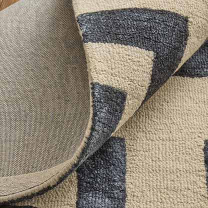 Lorrain Geometric Rug - 8568F by Feizy in ivory, black. Made from wool in a unique style.