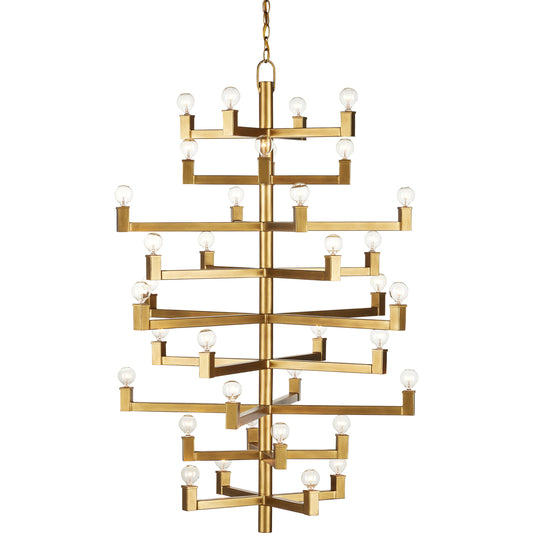 Andre Chandelier by Currey and Company in brass. Made from wrought iron in a modern style.