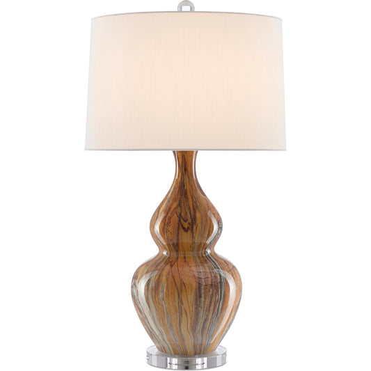 Kolor Table Lamp by Currey and Company in earth, brown. Made from ceramic, optic crystal in a coastal style.