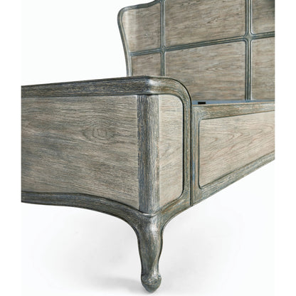 Arlingham King Shelter Bed by Jonathan Charles in blue and chipped blue oak. Made from oak solids, veneers in a modern style.