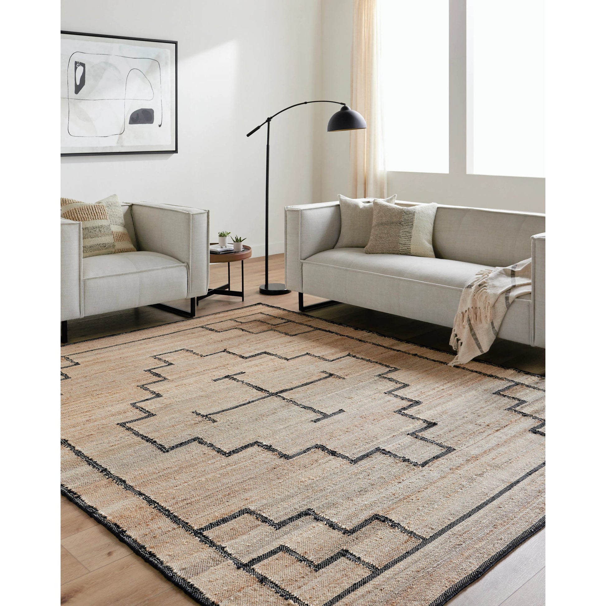 Diane DAI-2309 Rug by Livabliss in tan, black. Made from jute in a unique style.