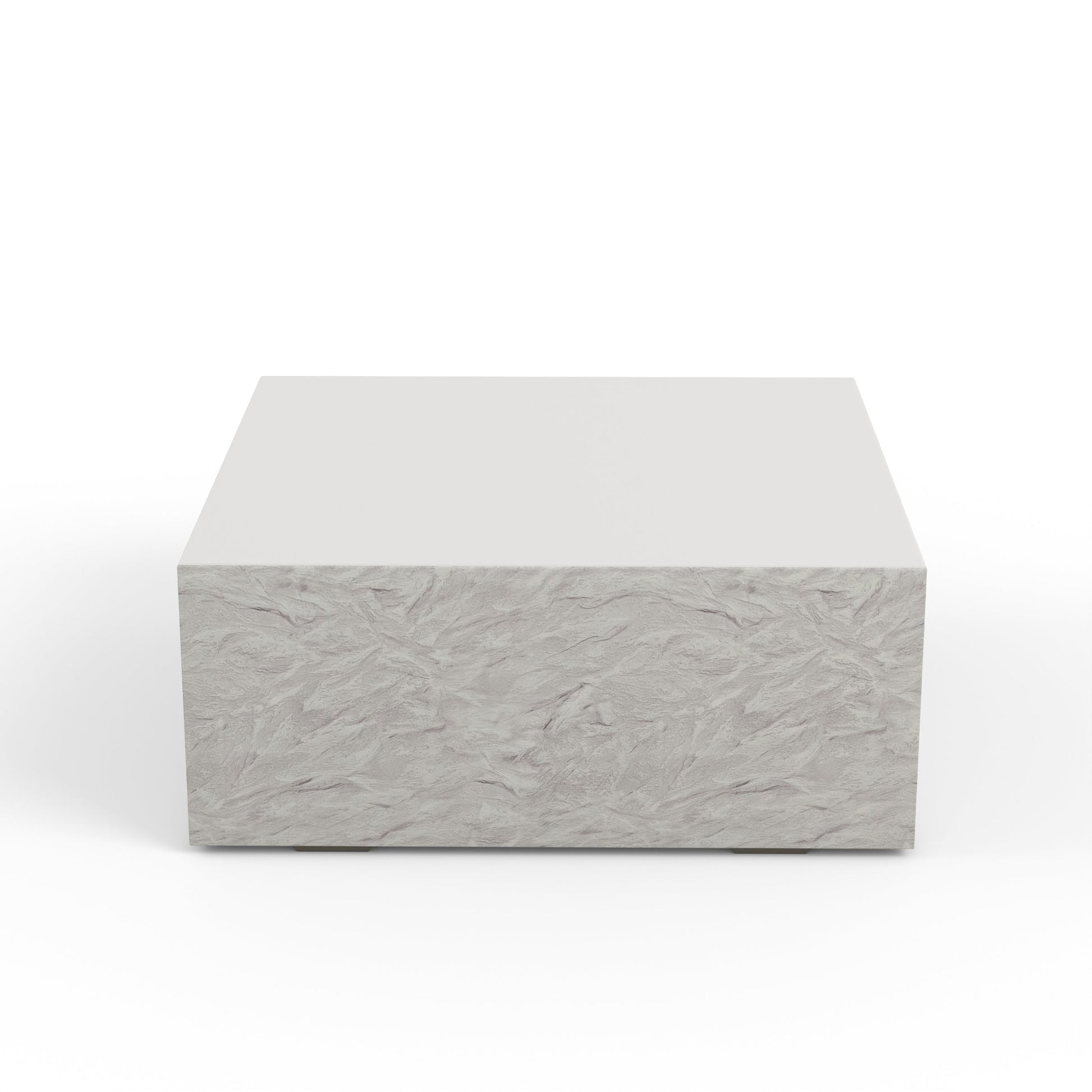 Antique Outdoor Stone Square Coffee Table by Sunset West in stone. Made from gfr concrete in a modern style.