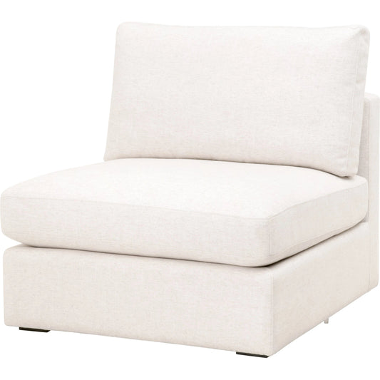 Daley Armless Chair by Essentials For Living in espresso, performance textured cream linen. Made from solid oak wood, mdf, plywood, 90% polyester/10% linen fabric, foam, feather in a modern style.