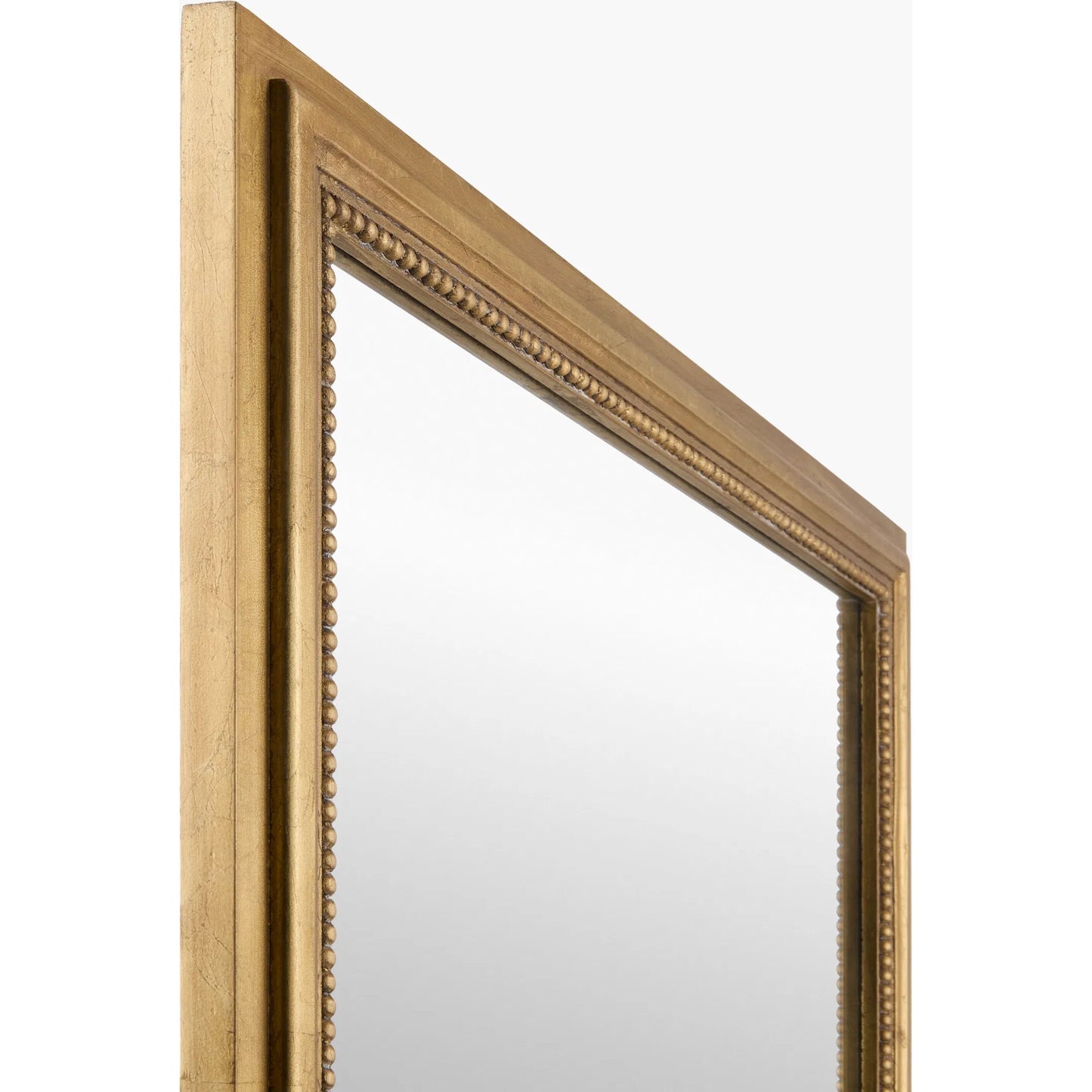 002 SI-2380125 | Closeup | Damian Accent Mirror by Surya in gold and antiqued gold. Made from manufactured wood in a modern style.