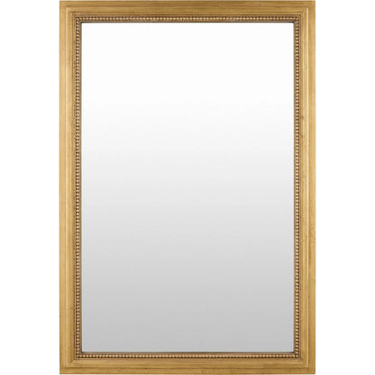 Damian Accent Mirror by Surya in gold and antiqued gold. Made from manufactured wood in a modern style.