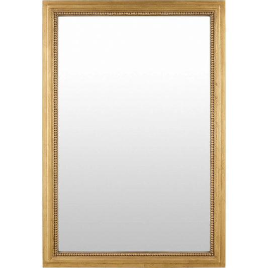 Damian Accent Mirror by Surya in antiqued gold. Made from manufactured wood in a unique style.
