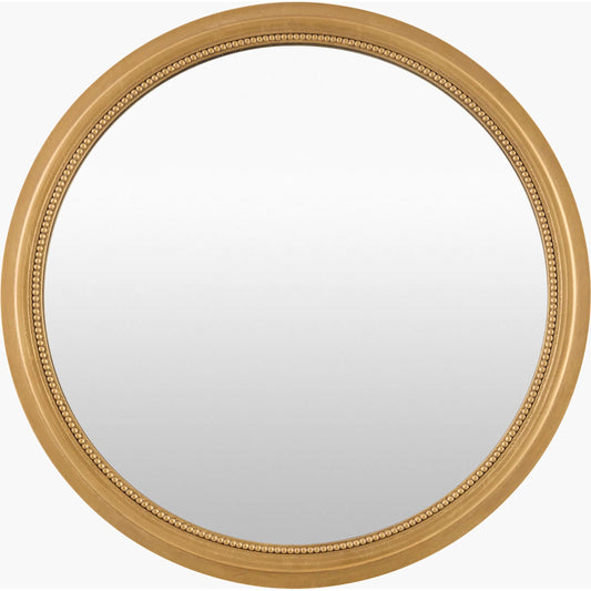 Damian Accent Mirror by Surya in gold. Made from manufactured wood in a transitional style.